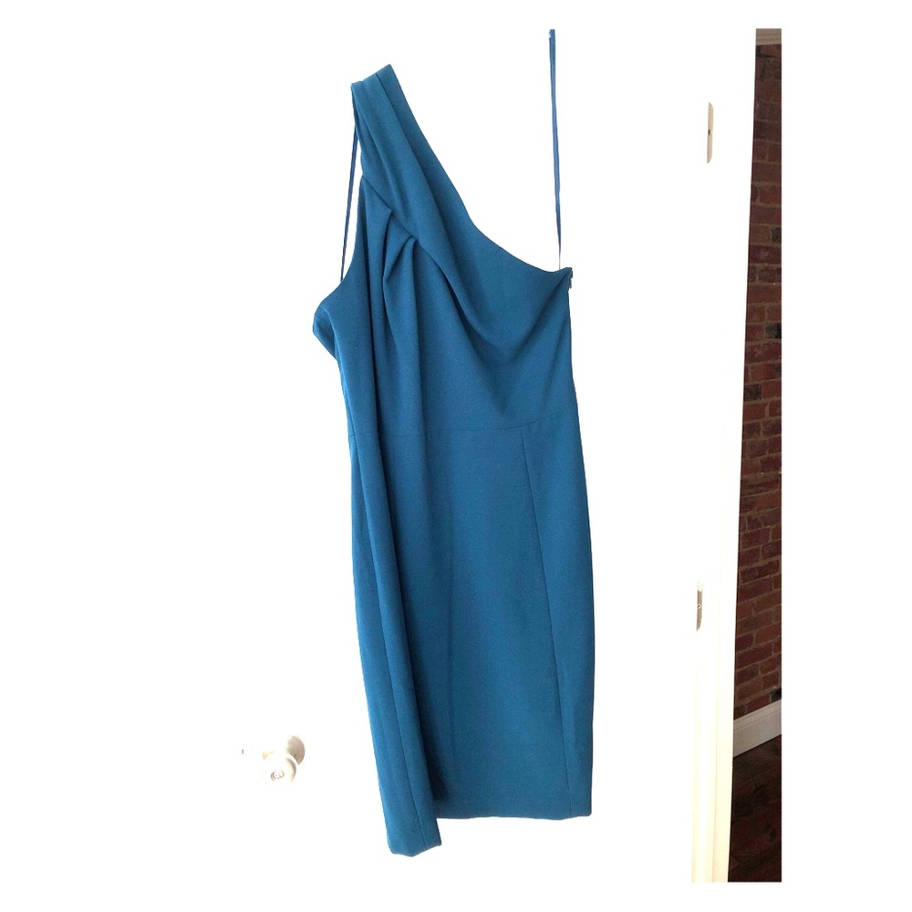 Tory Burch teal one shoulder dress